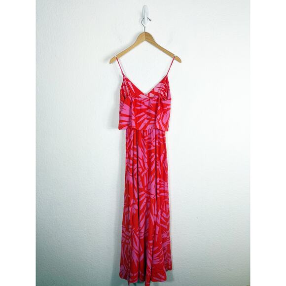 Vici Pink Red Tropical Print Maxi Dress Small Sleeveless Beach Vacation - Picture 13 of 14
